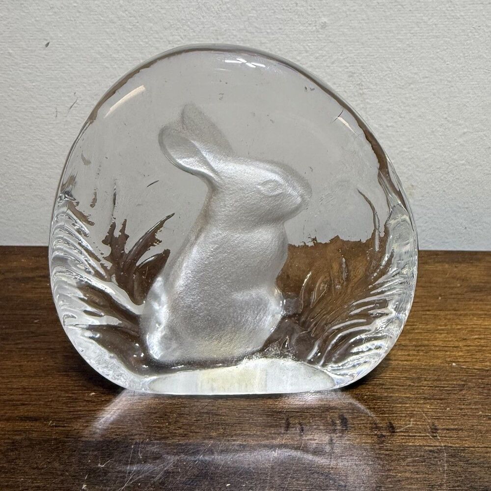 Vintage Zajecar Crystal Bunny Paperweight Made In Yugoslavia 24% Lead EUC